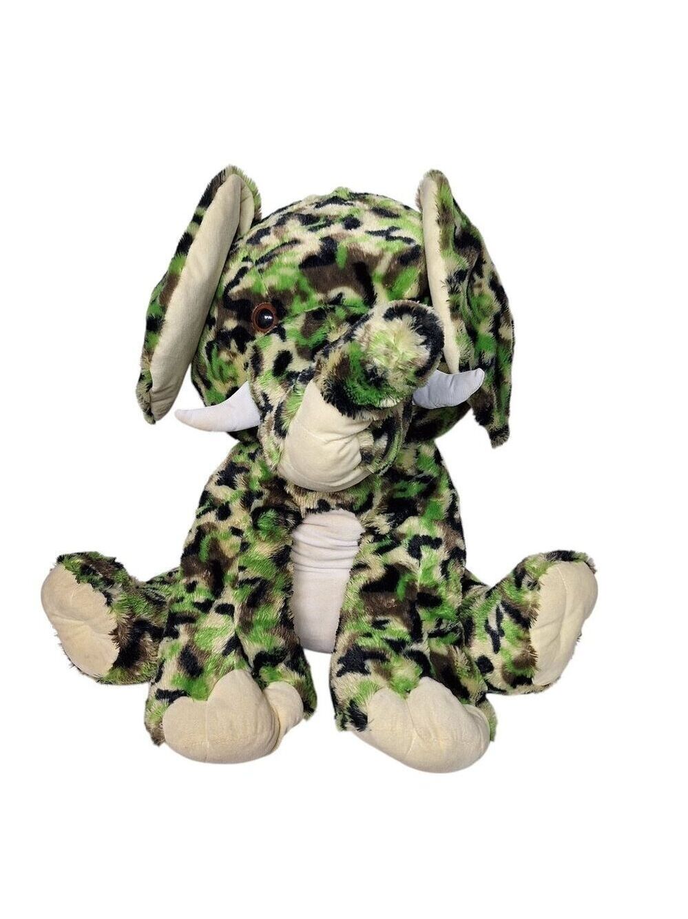 Peek A Boo Toys Elephant Plush Black Green Camo 30 Inch